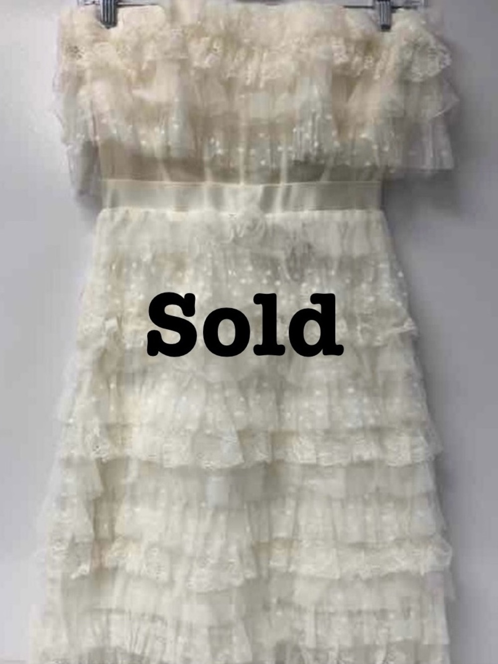 NWT $368 BCBG Max Azria Cream Ruffled Mini Strapless Party Evening Dress, Sz 2!